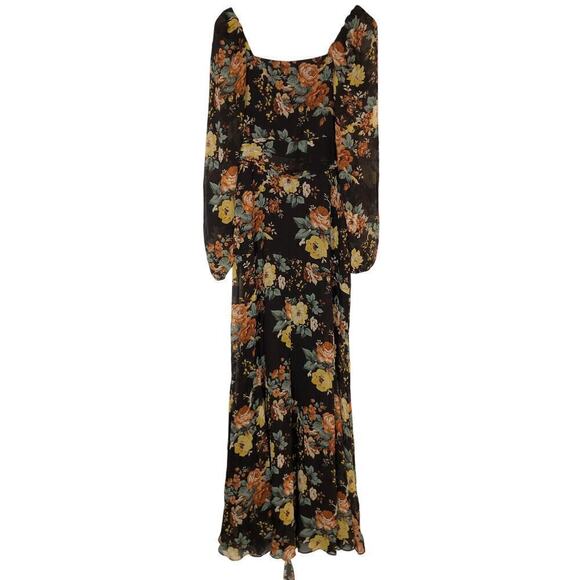 Veronica Beard Avani Dress Silk Floral Print  Maxi Brown NWT 6 Damaged - Picture 5 of 11